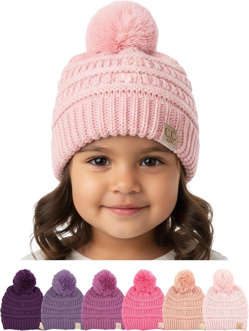 Funky Junque Toddler Pom Beanie – Kids Winter Hat for Ages 1–4, Baby Boy & Girl Knit Beanies, Warm Cozy Knit Snow Hats - Image 1
